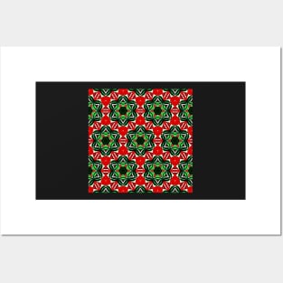 Red and Green Christmas Pattern Number 23 Posters and Art